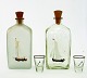 Kantineflasker med sejlskib, samt små glas, Holmegaard